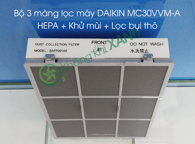 Máy lọc không khí Daikin MC30VVM-A sở hữu màng HEPA tĩnh điện dày và cao cấp